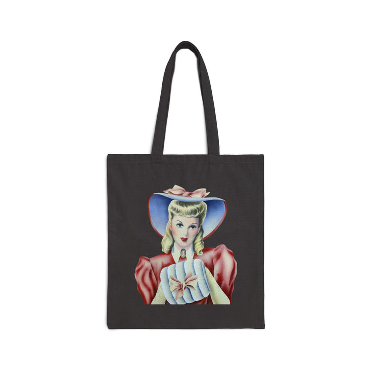 Vintage Romantic Portrait Tote Bag - Lady with Cameo | 1940s Turner Art