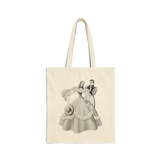 Vintage Romantic Portrait Tote Bag - Couple with "Lady in Pink" | 1940s Turner Art