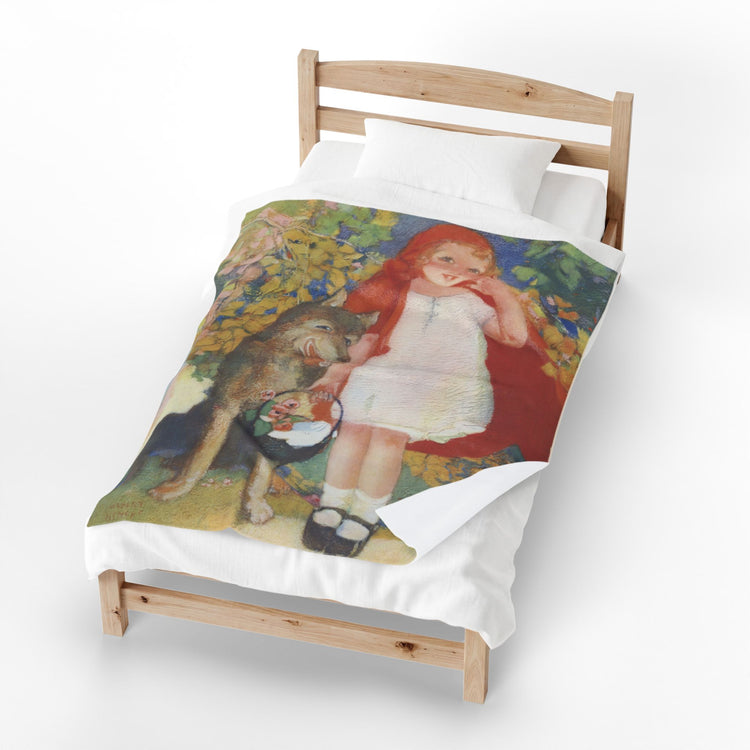 Red Riding Hood by Albert Hencke | Vintage Nursery Rhyme Illustration | Velveteen Plush Blanket