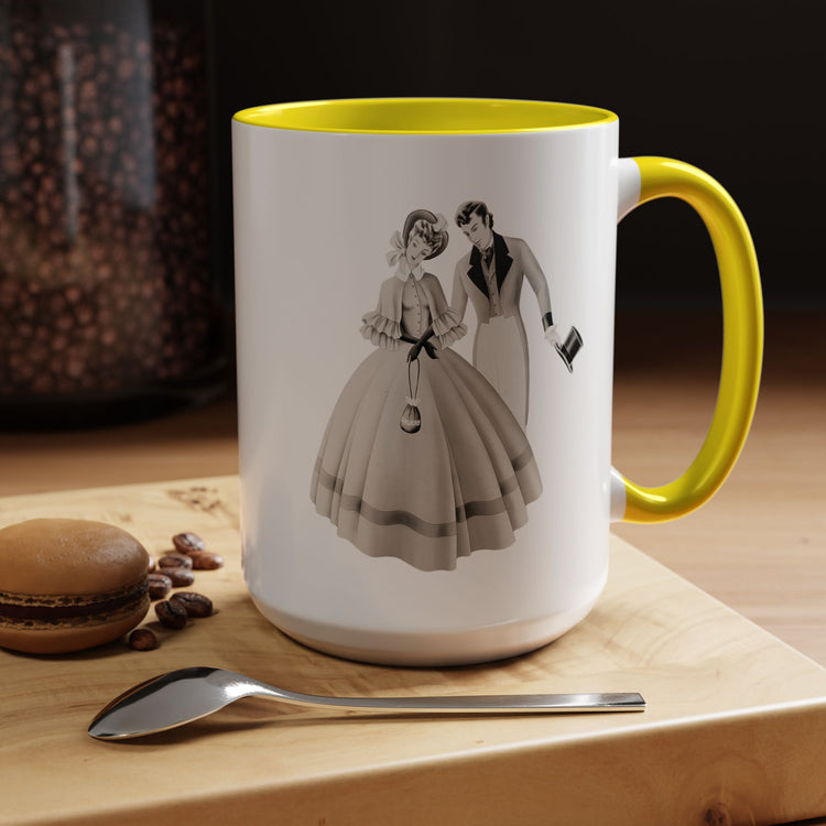 Vintage Romantic Portrait Mug - Couple with Top Hat | 1940s Turner Art