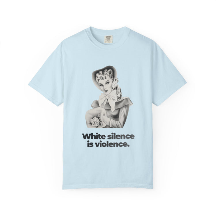 "White Silence is Violence" Vintage Portrait Tee | Activist Apparel | Garment-Dyed Heavyweight Crewneck