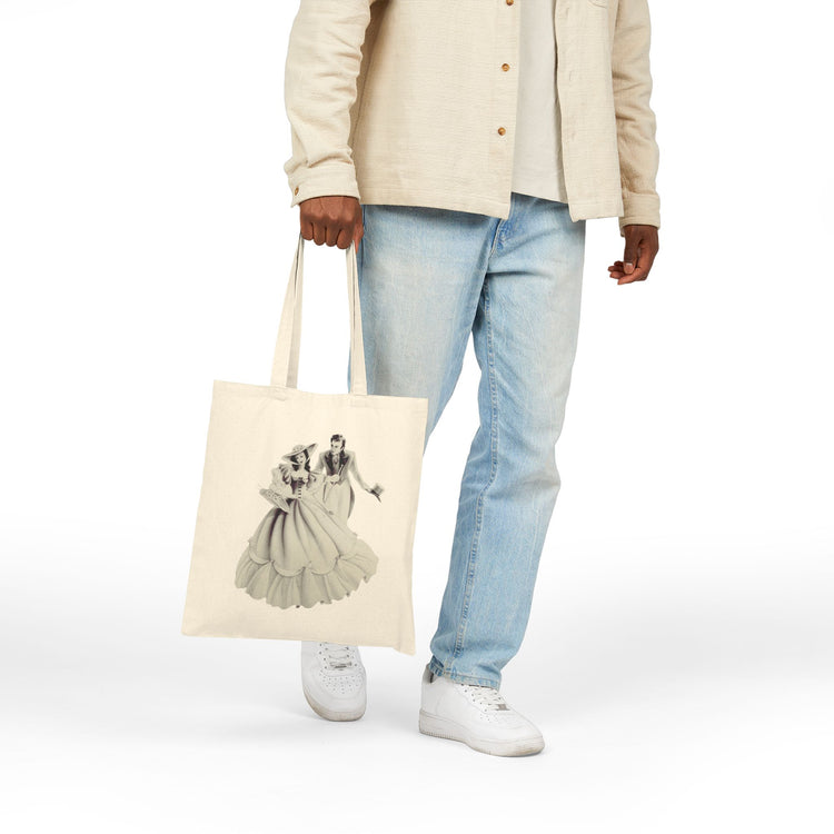 Vintage Romantic Portrait Tote Bag - Couple with Basket of Flowers | 1940s Turner Art