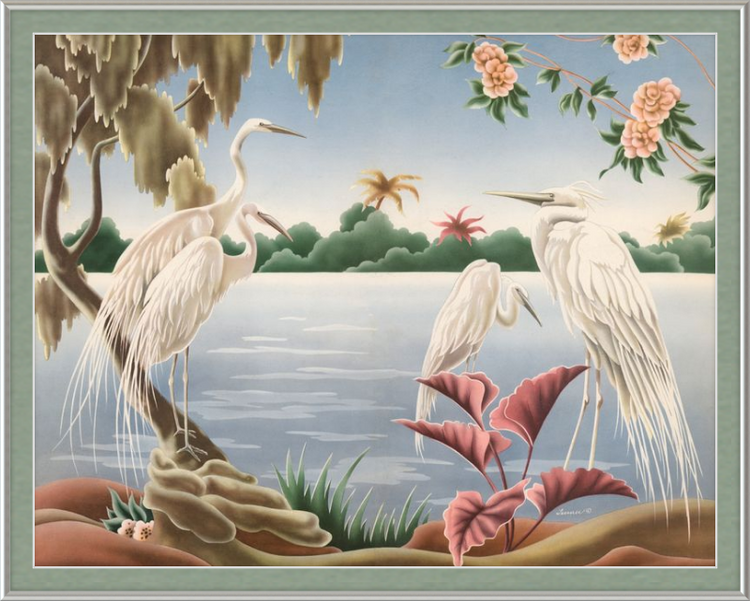 Custom Framed Turner Egrets | Premium Giclee Print | Vintage Bird Lithograph