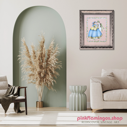 Beautytone Couples Curtseying in Peach by Terone | 1943 Vintage Lithograph | Regency Wall Art