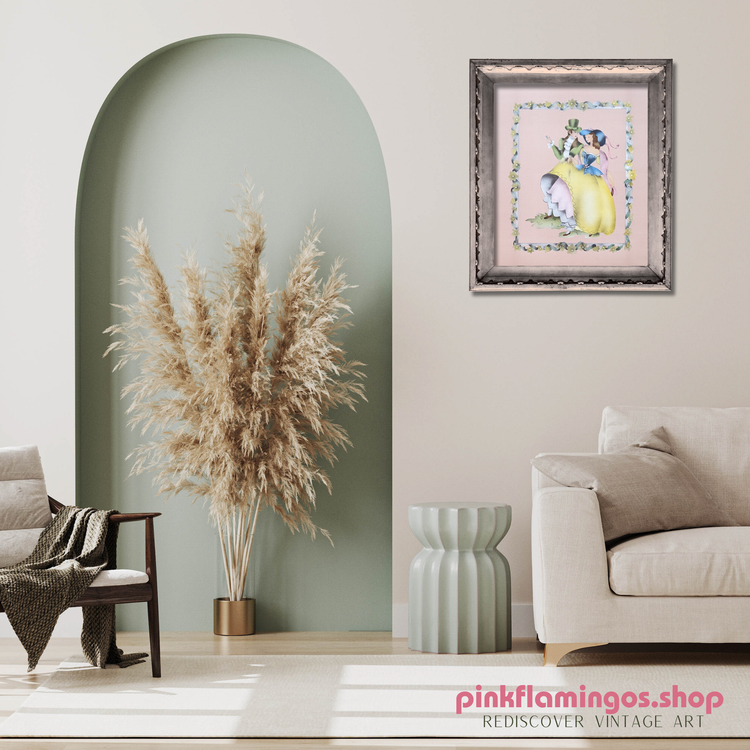 Beautytone Couples Dancing in Peach by Terone | 1943 Vintage Lithograph | Regency Wall Art