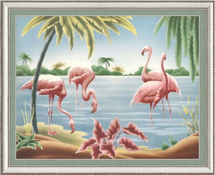 Custom Framed Turner Flamingo | Premium Giclee Print | Vintage Bird Lithograph