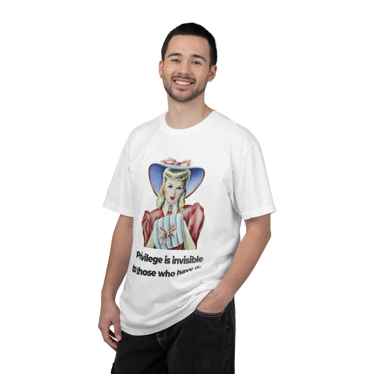 "Privilege is Invisible" Vintage Portrait Tee | White Accountability | Garment-Dyed Heavyweight Crewneck