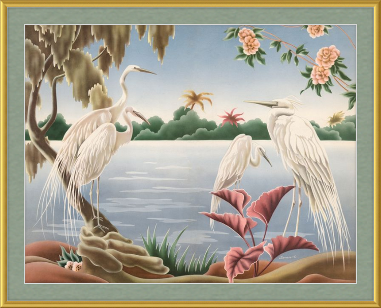 Custom Framed Turner Egrets | Premium Giclee Print | Vintage Bird Lithograph