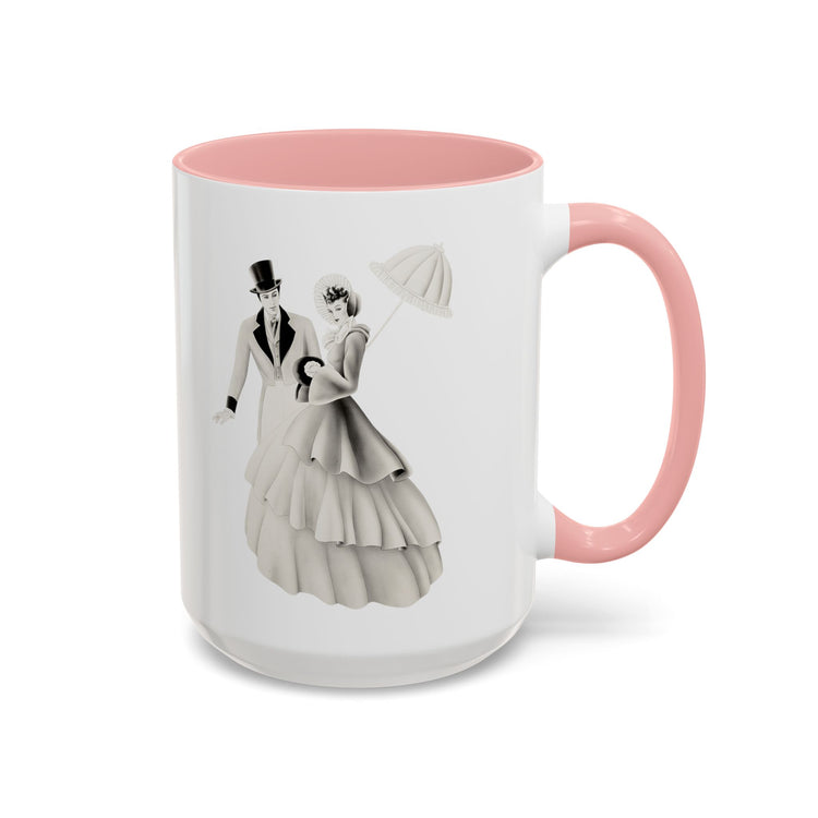 Vintage Romantic Portrait Mug - Couple with Parasol| 1940s Turner Art
