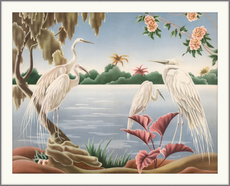 Custom Framed Turner Egrets | Premium Giclee Print | Vintage Bird Lithograph