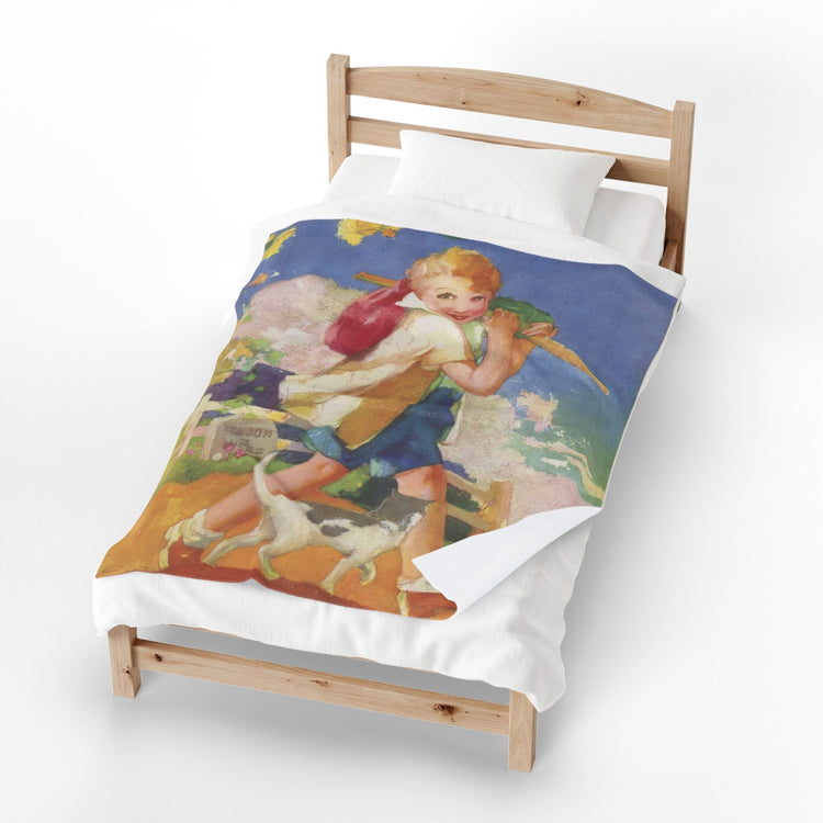 Dick Whittington by Albert Hencke | Vintage Nursery Rhyme Illustration | Velveteen Plush Blanket