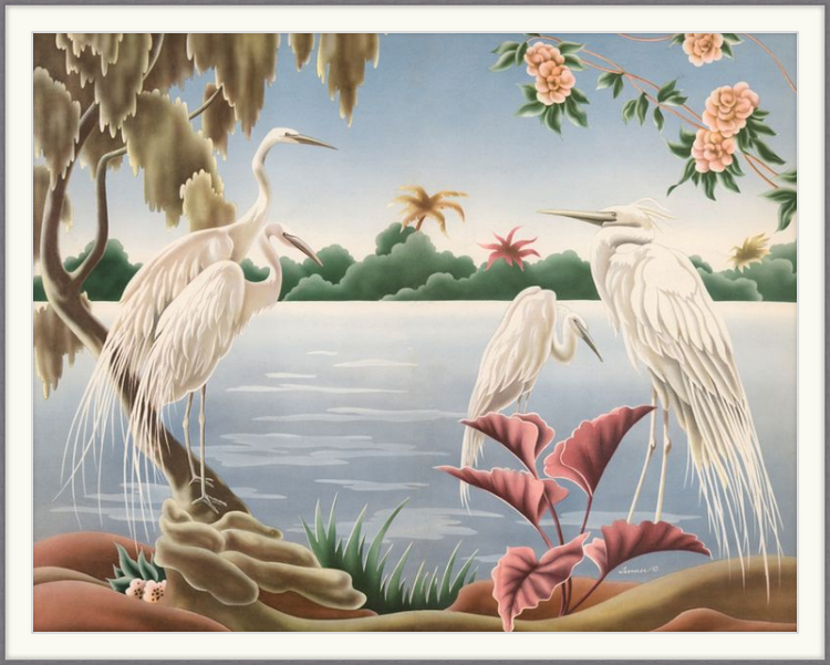 Custom Framed Turner Egrets | Premium Giclee Print | Vintage Bird Lithograph