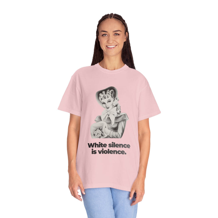 "White Silence is Violence" Vintage Portrait Tee | Activist Apparel | Garment-Dyed Heavyweight Crewneck