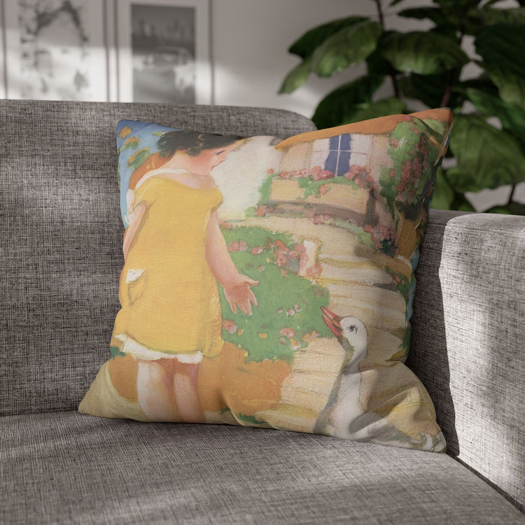 Goosy Goosy Gander by Albert Hencke | Vintage Nursery Illustration | Faux Suede Pillowcase
