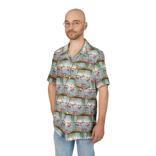Turner Flamingos Hawaiian Shirt | Vintage Tropical Art | Resort Button-Down