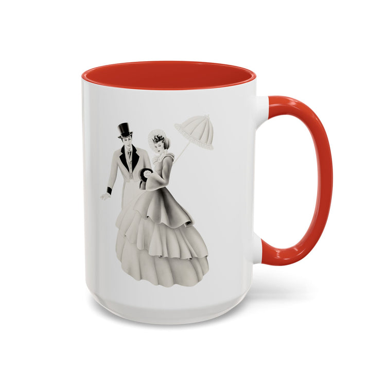 Vintage Romantic Portrait Mug - Couple with Parasol| 1940s Turner Art