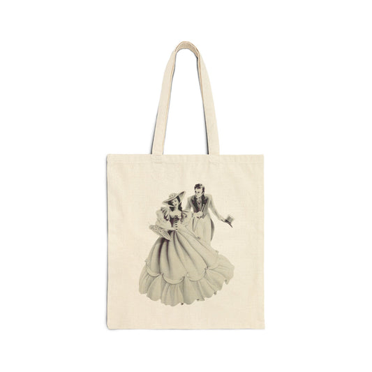 Vintage Romantic Portrait Tote Bag - Couple with Basket of Flowers | 1940s Turner Art