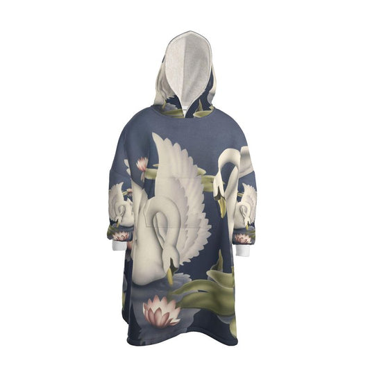Turner Swans and Lillies Hoodie Blanket | Print-on-Demand Wearable Throw