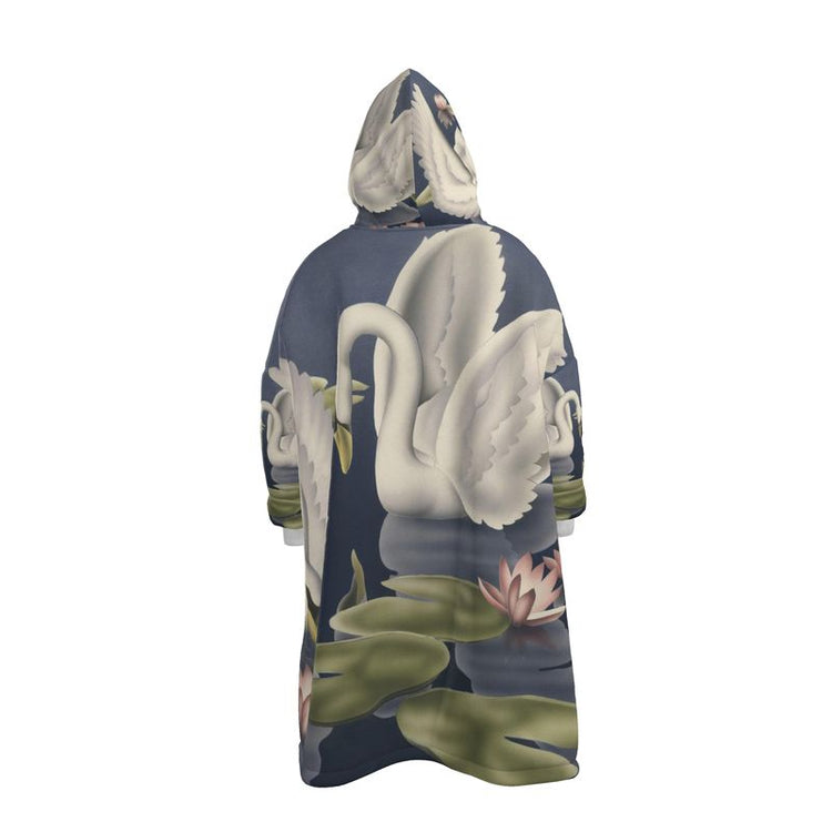Turner Swans and Lillies Hoodie Blanket | Print-on-Demand Wearable Throw