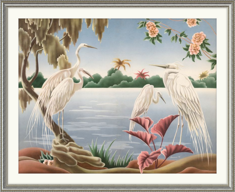 Custom Framed Turner Egrets | Premium Giclee Print | Vintage Bird Lithograph