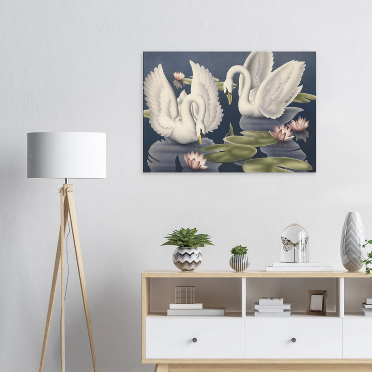 Turner Swans and Lillies Wrap-Around Canvas Print | Vintage Bird Wall Art