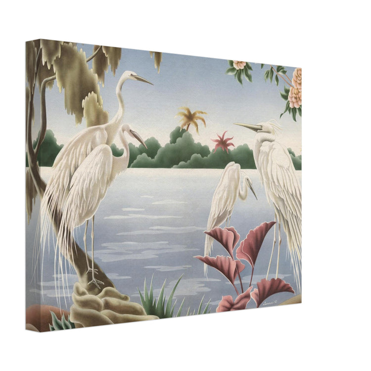 Turner Egrets Wrap-Around Canvas Print | Vintage Lakeside Bird Wall Art