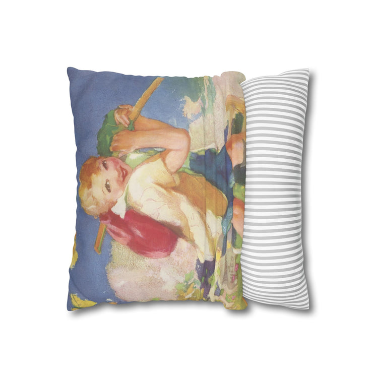 Dick Whittington by Albert Hencke | Vintage Nursery Illustration | Faux Suede Pillowcase