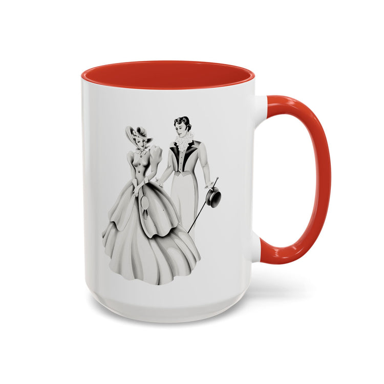 Vintage Romantic Portrait Mug - Couple Walking B&W | 1940s Turner Art