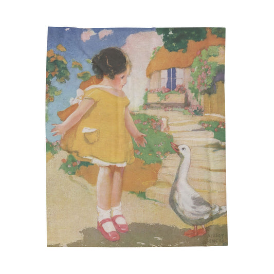 Goosy Goosy Gander by Albert Hencke | Vintage Nursery Rhyme Illustration | Velveteen Plush Blanket