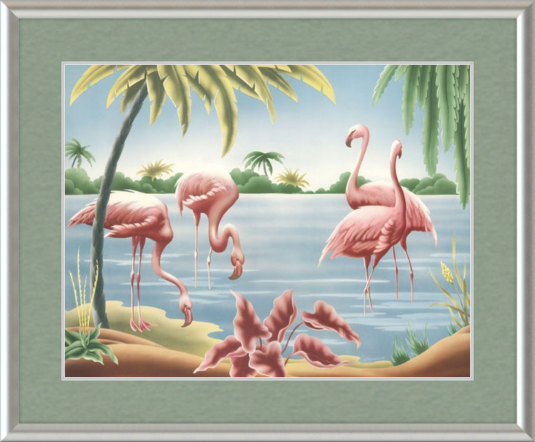 Custom Framed Turner Flamingo | Premium Giclee Print | Vintage Bird Lithograph