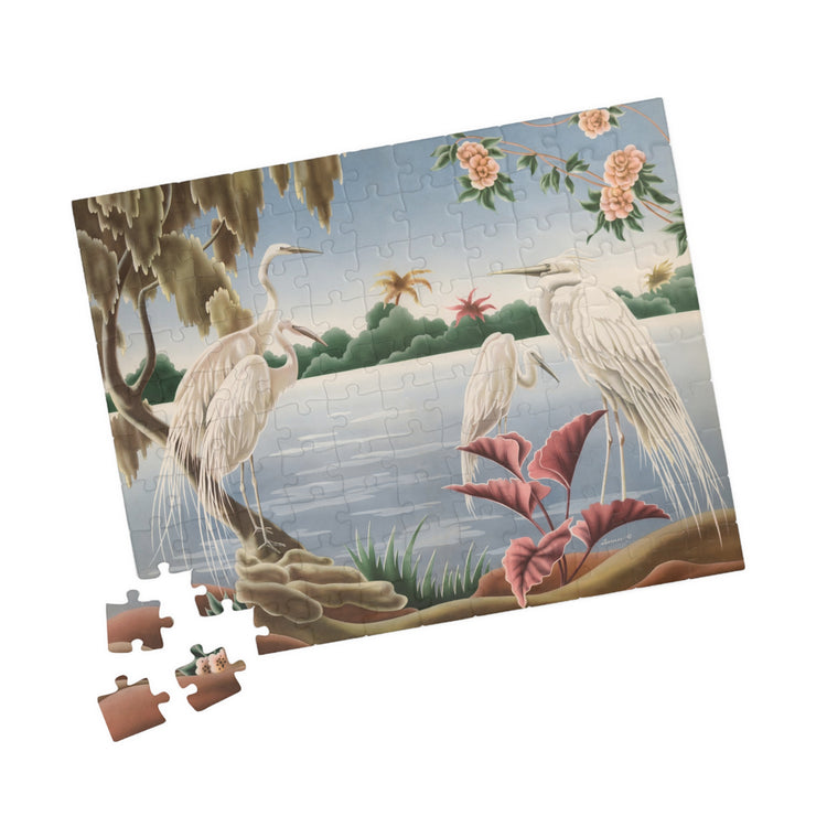 Turner Egrets Jigsaw Puzzle — Vintage Lakeside Birds (110/252/520/1014 pcs)