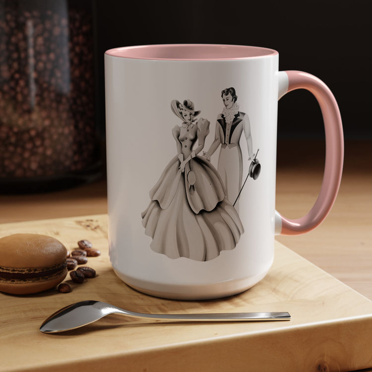 Vintage Romantic Portrait Mug - Couple Walking B&W | 1940s Turner Art