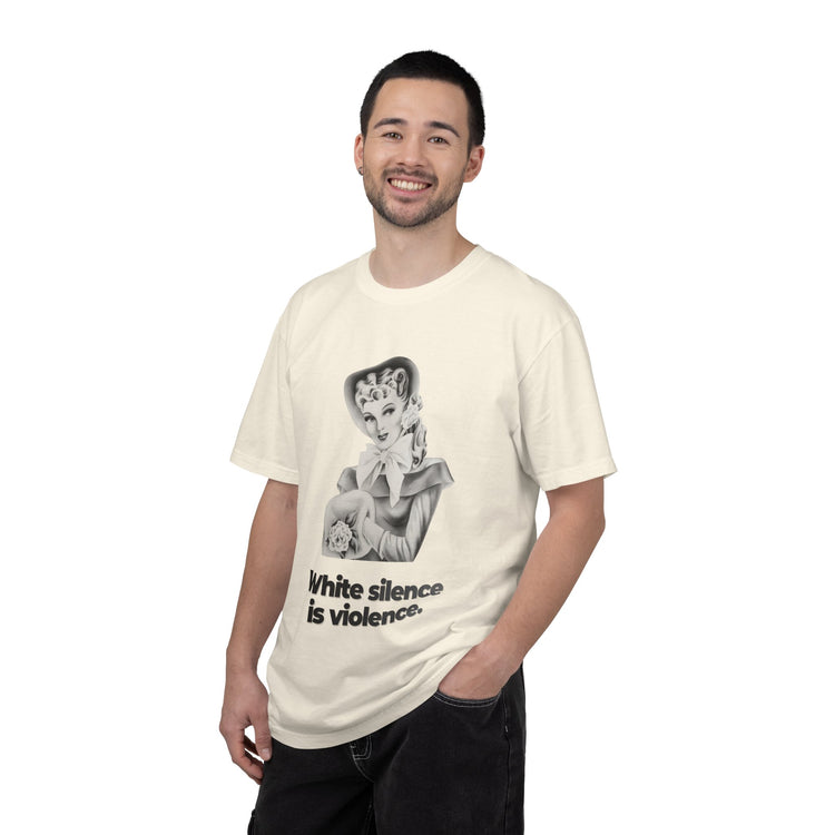 "White Silence is Violence" Vintage Portrait Tee | Activist Apparel | Garment-Dyed Heavyweight Crewneck