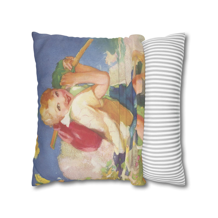 Dick Whittington by Albert Hencke | Vintage Nursery Illustration | Faux Suede Pillowcase