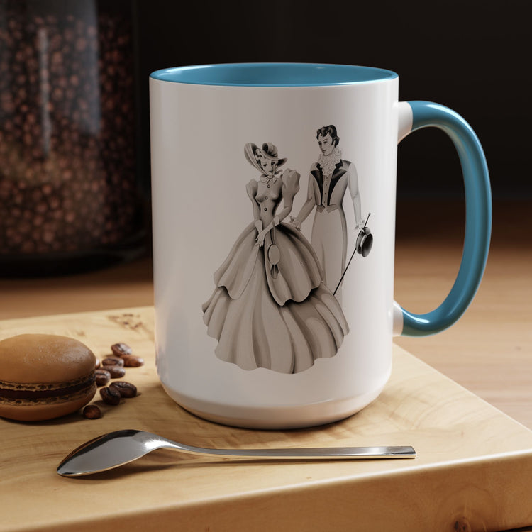 Vintage Romantic Portrait Mug - Couple Walking B&W | 1940s Turner Art