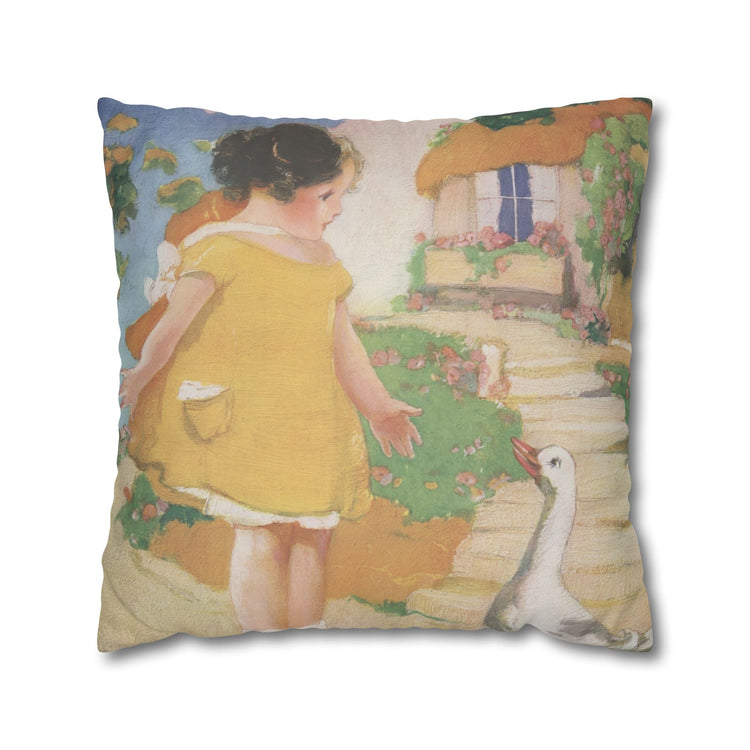 Goosy Goosy Gander by Albert Hencke | Vintage Nursery Illustration | Faux Suede Pillowcase