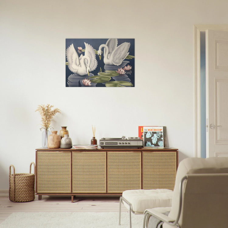 Turner Swans and Lillies Wrap-Around Canvas Print | Vintage Bird Wall Art