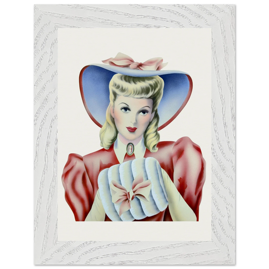 Vintage Romantic Portrait - Portrait with Cameo | 1940s Turner Airbrushed Art