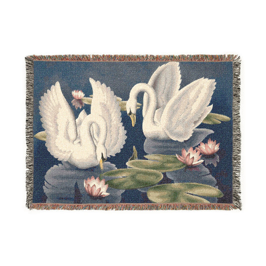 Turner Swans and Lillies Woven Blanket | Print-on-Demand Tapestry Throw