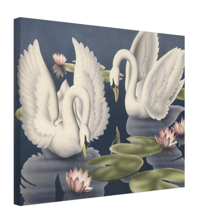 Turner Swans and Lillies Wrap-Around Canvas Print | Vintage Bird Wall Art