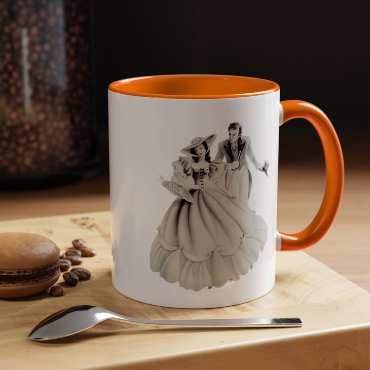 Vintage Romantic Portrait Mug - Couple with Basket of Flowers | 1940s Turner Art