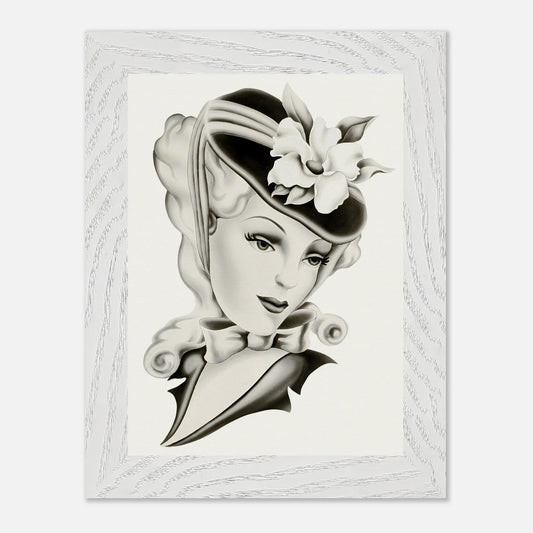 Vintage Romantic Portrait - Portrait, Left | 1940s Turner Airbrushed Art