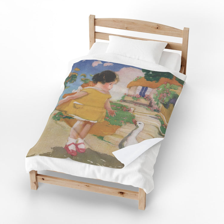 Goosy Goosy Gander by Albert Hencke | Vintage Nursery Rhyme Illustration | Velveteen Plush Blanket