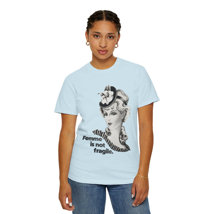 "Femme is Not Fragile" Vintage Portrait Tee | Queer Femme Pride | Garment-Dyed Heavyweight Crewneck