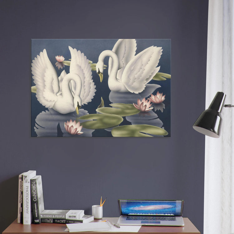Turner Swans and Lillies Wrap-Around Canvas Print | Vintage Bird Wall Art