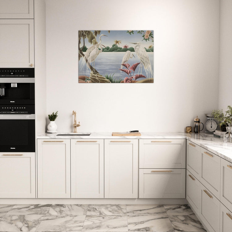 Turner Egrets Wrap-Around Canvas Print | Vintage Lakeside Bird Wall Art