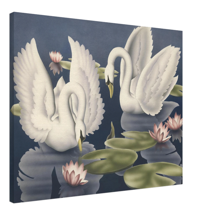 Turner Swans and Lillies Wrap-Around Canvas Print | Vintage Bird Wall Art