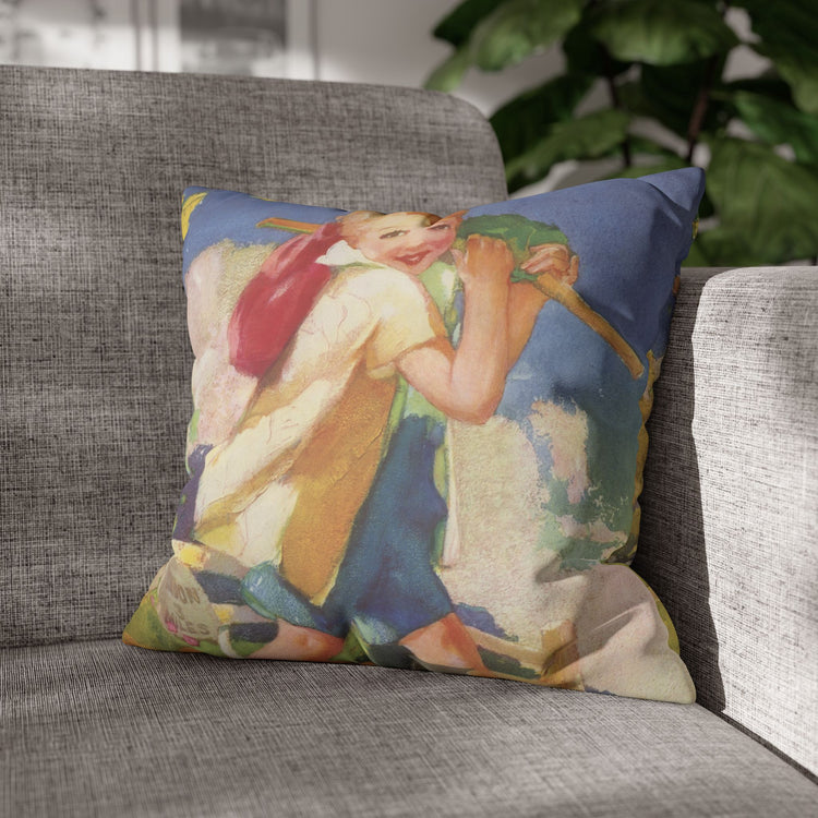 Dick Whittington by Albert Hencke | Vintage Nursery Illustration | Faux Suede Pillowcase