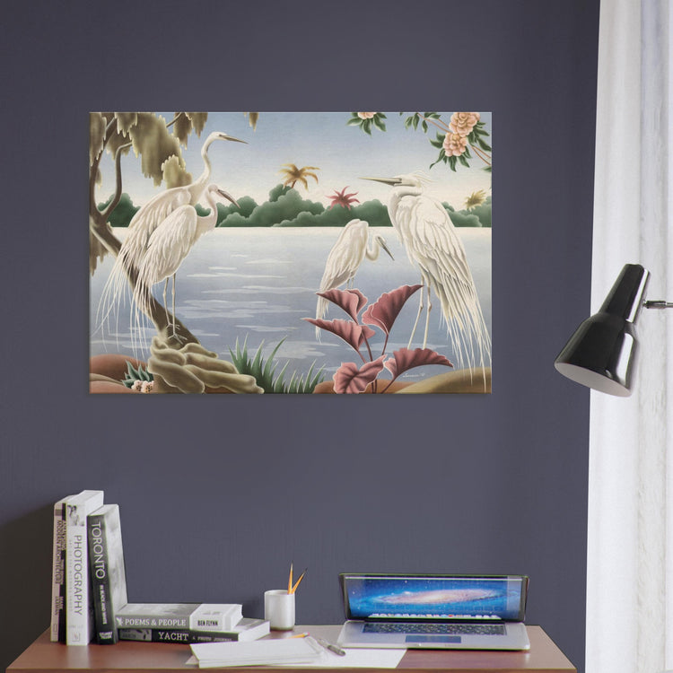 Turner Egrets Wrap-Around Canvas Print | Vintage Lakeside Bird Wall Art