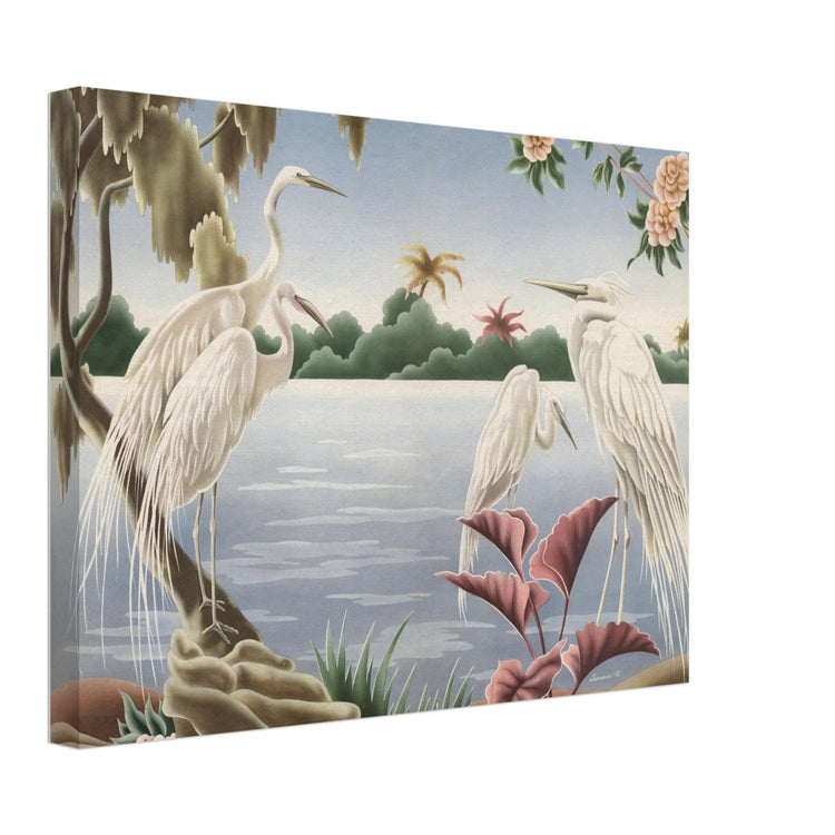 Turner Egrets Wrap-Around Canvas Print | Vintage Lakeside Bird Wall Art